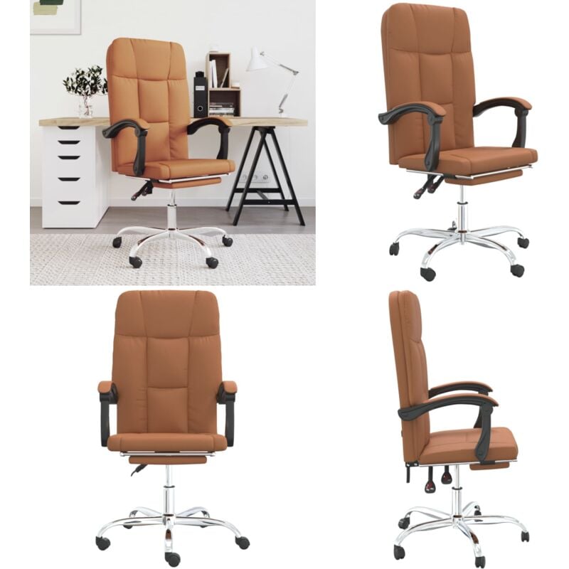 Bürostuhl mit Liegefunktion Braun Kunstleder - Bürostuhl - Schreibtischstuhl - Ergonomischer Stuhl - Arbeitsplatzstuhl - Gamingstuhl - Home & Living