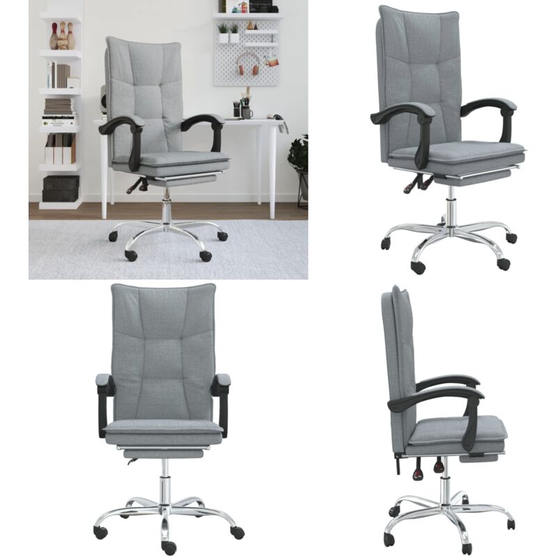 Bürostuhl mit Liegefunktion Hellgrau Stoff - Bürostuhl - Schreibtischstuhl - Ergonomischer Stuhl - Höhenverstellbar - Drehbarer Stuhl - Home & Living