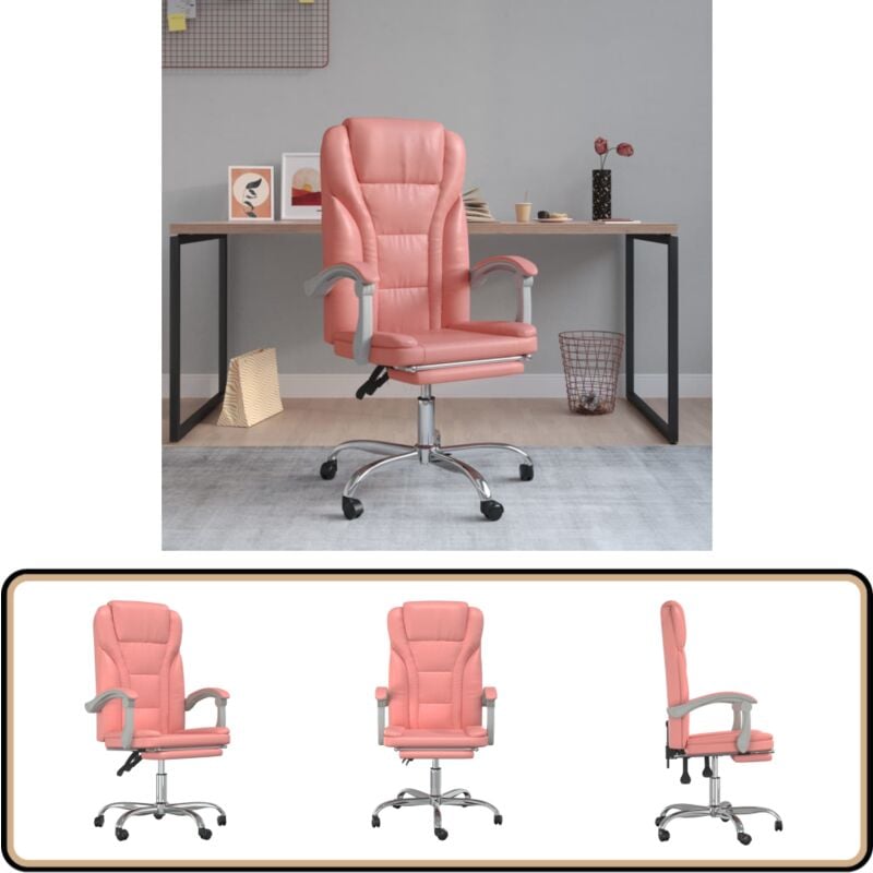 Vidaxl - Bürostuhl mit Liegefunktion Rosa Kunstleder - Bürostuhl - Arbeitsplatz - Schreibtischstuhl - Ergonomischer Stuhl - Rosa Stuhl