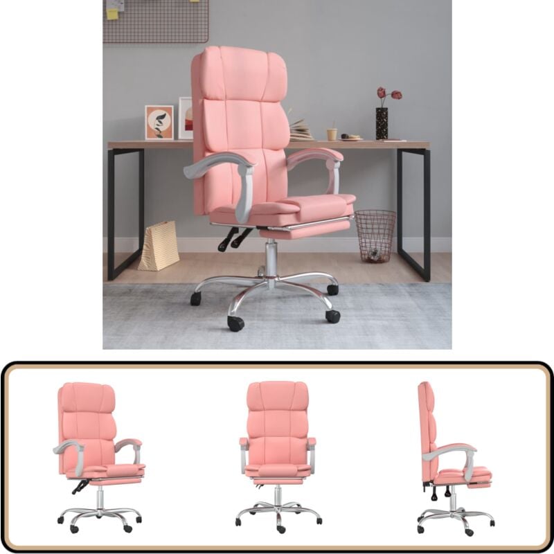 Vidaxl - Bürostuhl mit Liegefunktion Rosa Kunstleder - Bürostuhl - Schreibtischstuhl - Ergonomischer Stuhl - Liegefunktion - Rosa