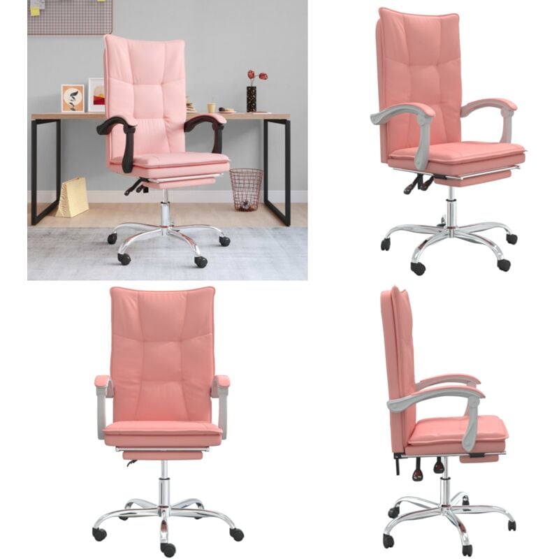 Bürostuhl mit Liegefunktion Rosa Kunstleder - Bürostuhl - Schreibtischstuhl - Ergonomischer Stuhl - Liegefunktion - Rosa - Home & Living