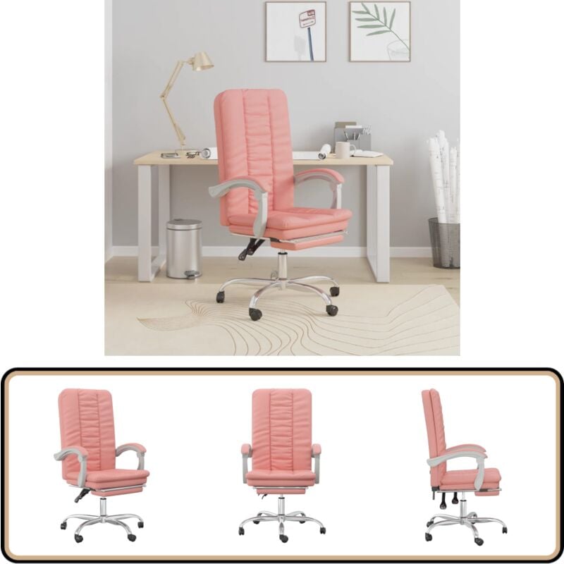 Vidaxl - Bürostuhl mit Liegefunktion Rosa Kunstleder - Bürostuhl - Schreibtischstuhl - Ergonomischer Stuhl - Rosa Stuhl - Liegefunktion