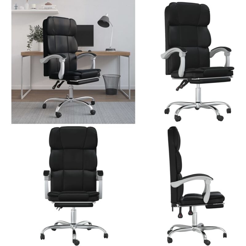 Bürostuhl mit Liegefunktion Schwarz Kunstleder - Bürostuhl - Schreibtischstuhl - Ergonomischer Stuhl - Arbeitsplatzstuhl - Gamingstuhl - Home & Living