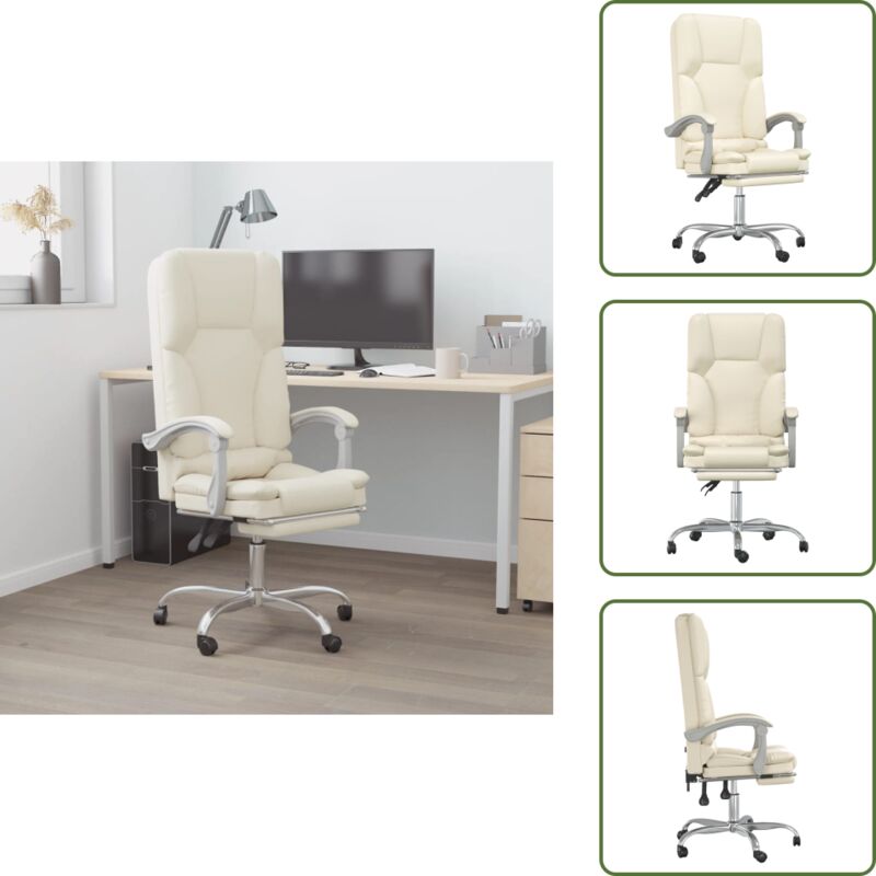 Bürostuhl mit Massagefunktion Creme Kunstleder - Masseurstuhl - Schreibtischstuhl - Ergonomischer Stuhl - Bürostuhl - Gamingstuhl