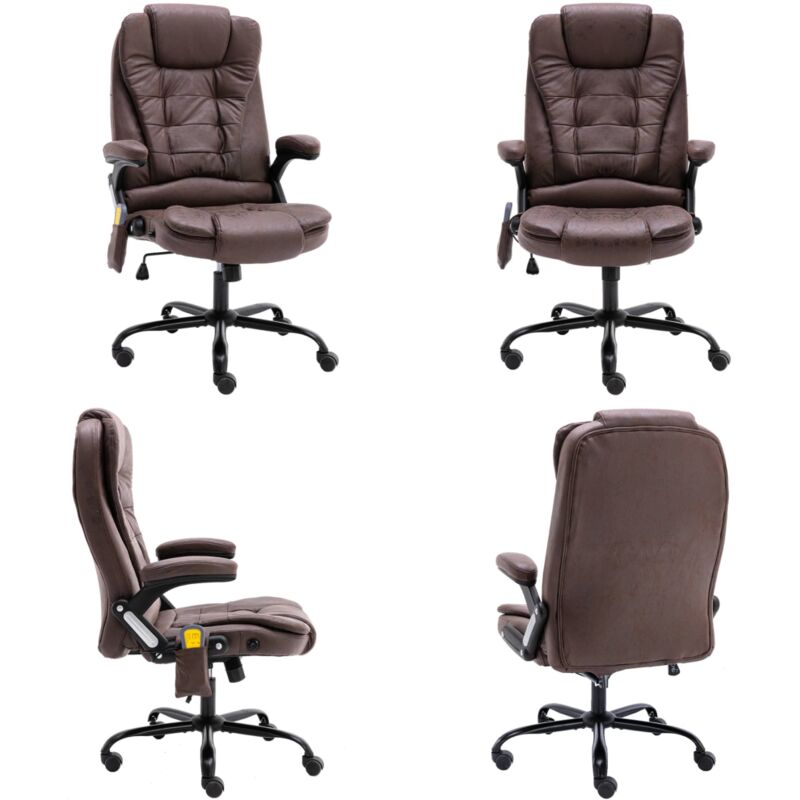 Vidaxl - Bürostuhl mit Massagefunktion Dunkelbraun Wildleder-Optik - Bürostuhl - Bürostühle - Home & Living - Braun
