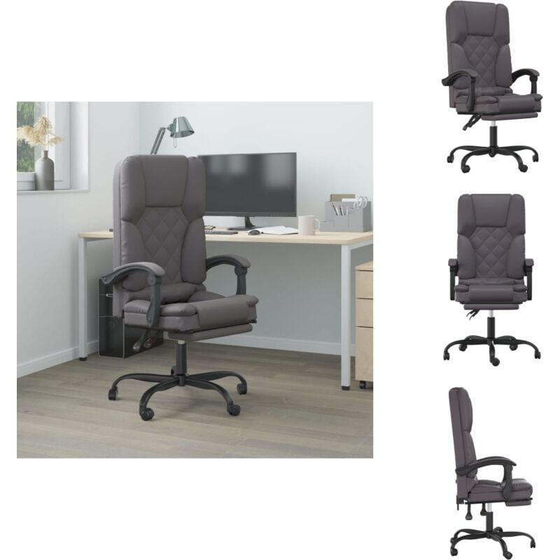 Bürostuhl mit Massagefunktion Grau Kunstleder - Massierender Bürostuhl - Ergonomischer Bürostuhl - Schreibtischstuhl - Gaming-Stuhl