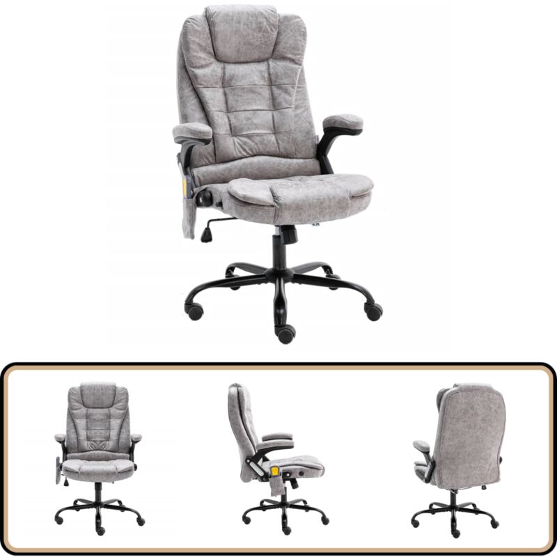 Vidaxl - Bürostuhl mit Massagefunktion Hellgrau Wildleder-Optik - Bürostuhl - Gaming Stuhl - Massagestuhl - Ergonomischer Stuhl - Wildlederlook