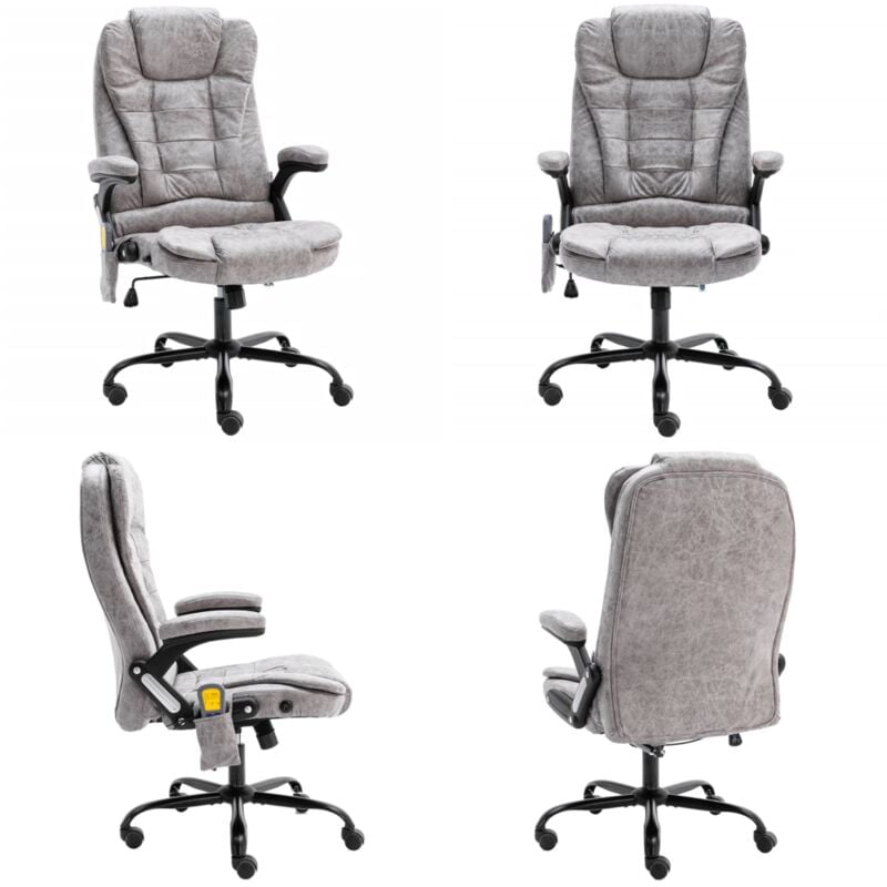 Bürostuhl mit Massagefunktion Hellgrau Wildleder-Optik - Bürostuhl - Gaming Stuhl - Massagestuhl - Ergonomischer Stuhl - Wildlederlook - Home & Living