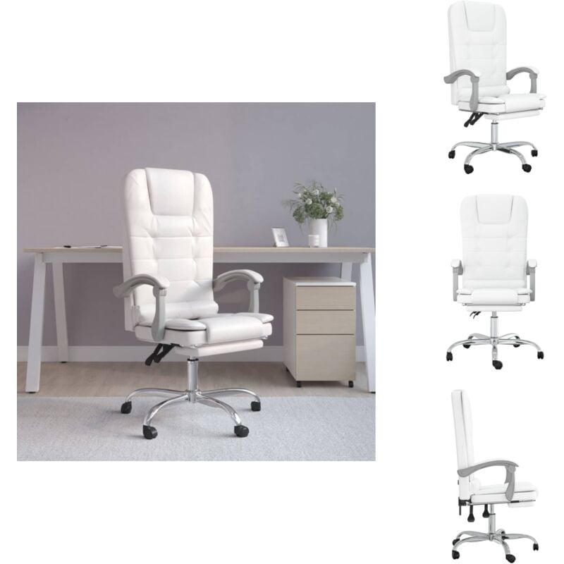 Bürostuhl mit Massagefunktion Weiß Kunstleder - Massierender Bürostuhl - Ergonomischer Bürostuhl - Schreibtischstuhl - Gaming-Stuhl