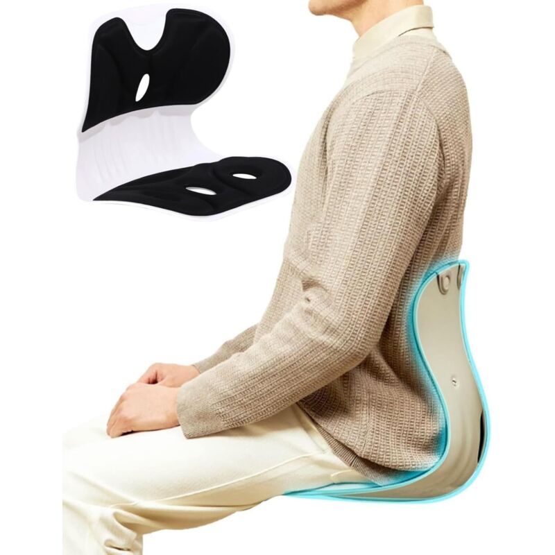 Bürostuhl mit Rückenstütze – Lordosenstütze für die richtige Korrektur, perfekt für Bürostuhl, Sofa, Bodensitz und Home Office (schwarz)