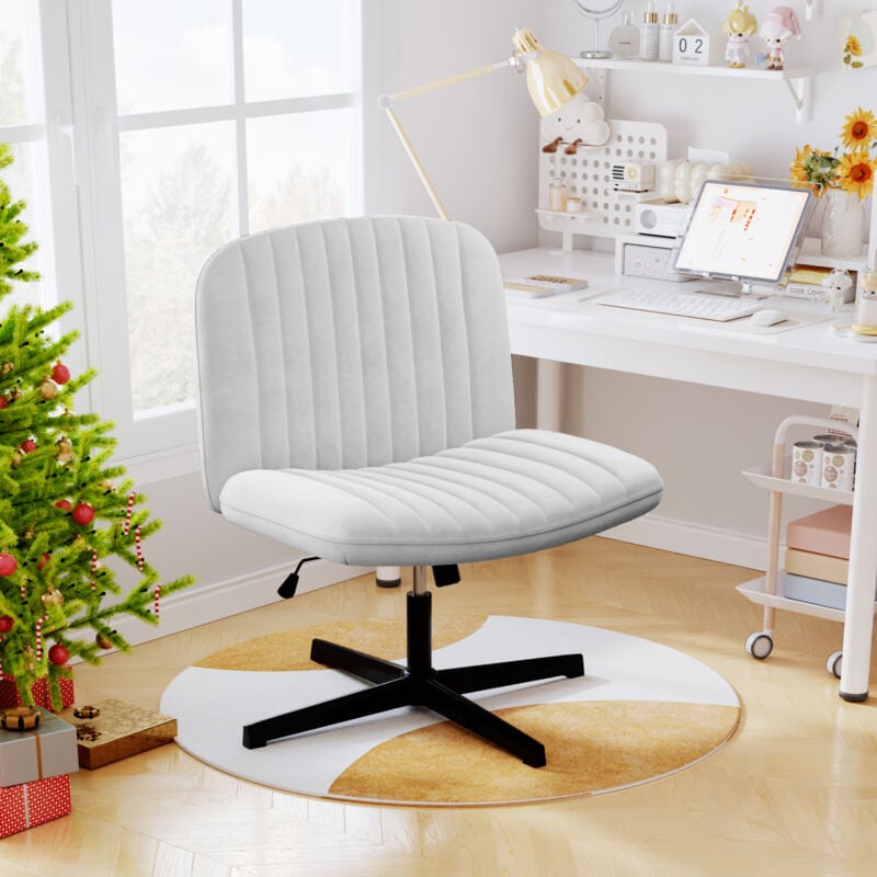 Wowttrelax - Skandinavischer Bürostuhl Bürostuhl ohne Armlehnen - Bürostuhl mit breiter Sitzfläche - Grau