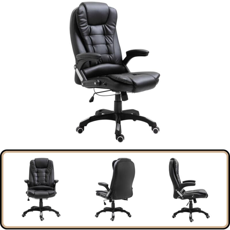 Vidaxl - Bürostuhl Schwarz Kunstleder - Bürostuhl - Arbeitsplatzstuhl - Ergonomischer Stuhl - Drehstuhl - Lederlook
