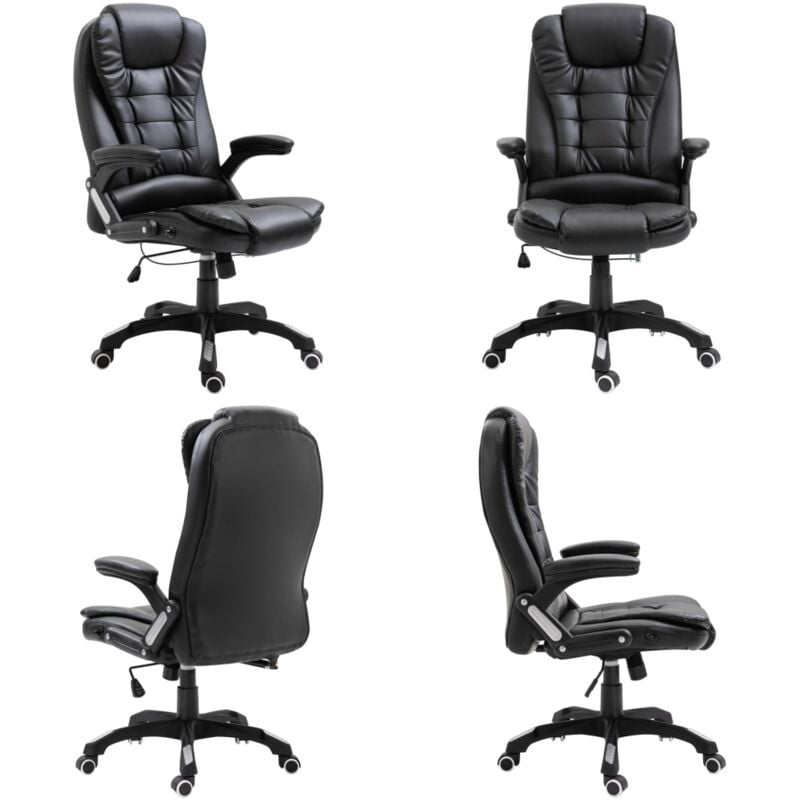 Bürostuhl Schwarz Kunstleder - Bürostuhl - Arbeitsplatzstuhl - Ergonomischer Stuhl - Drehstuhl - Lederlook - Home & Living