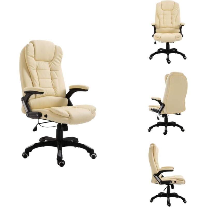 Bürostuhl Creme Kunstleder - Bürostuhl - Ergonomischer Stuhl - Drehstuhl - Arbeitsplatzsicherheit - Home Office