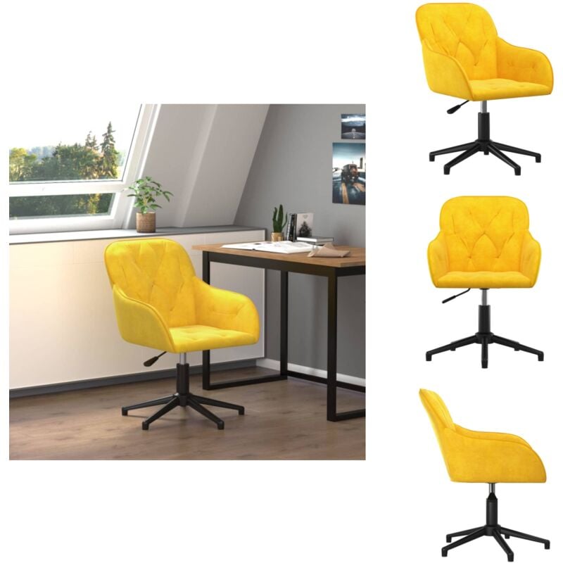 Bürostuhl Drehbar Gelb Samt - Bürostuhl - Drehstuhl - Gelber Stuhl - Samtstuhl - Ergonomischer Stuhl
