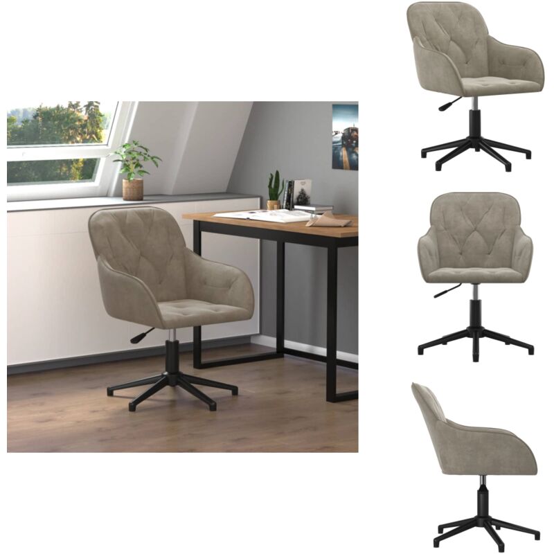 Bürostuhl Drehbar Hellgrau Samt - Bürostuhl - Drehstuhl - Samtstuhl - Arbeitsplatzstuhl - Home Office Stuhl