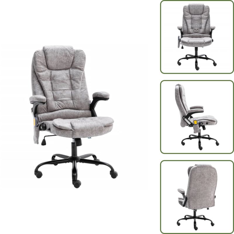 Vidaxl - Bürostuhl mit Massagefunktion Hellgrau Wildleder-Optik - Bürostuhl - Gaming Stuhl - Massagestuhl - Ergonomischer Stuhl - Wildlederlook