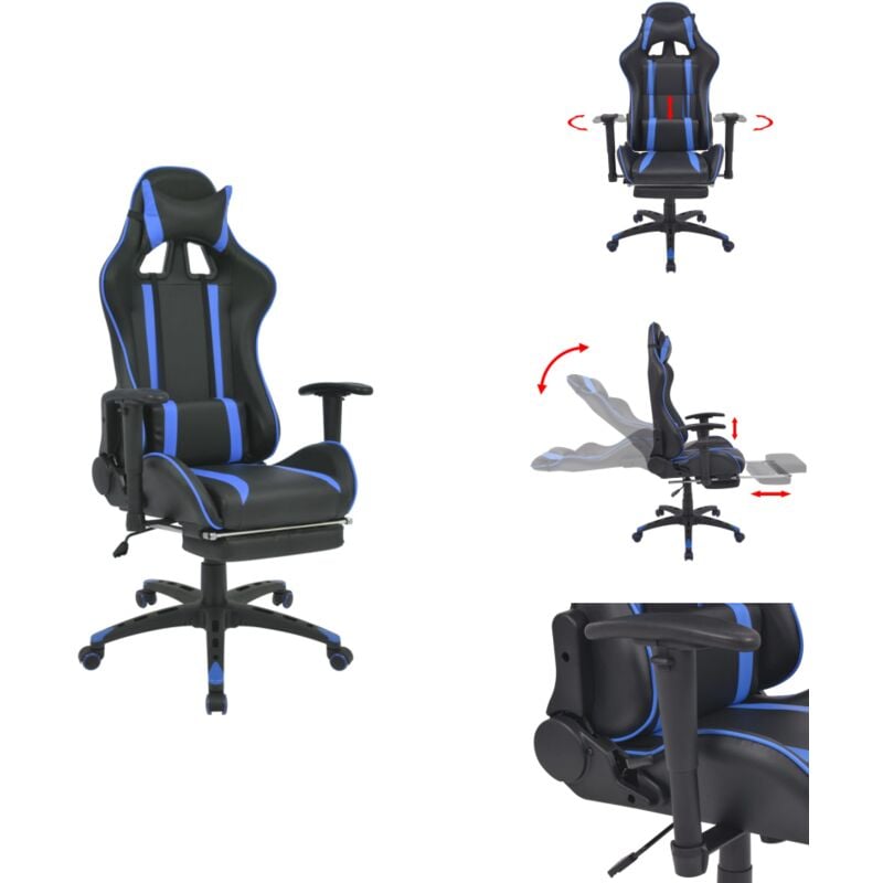 Vidaxl - Neigbarer Racing-Bürostuhl mit Fußstütze Blau - Gaming Stuhl - Bürostuhl - Schreibtischstuhl - Racer Stuhl - Ergonomischer Stuhl