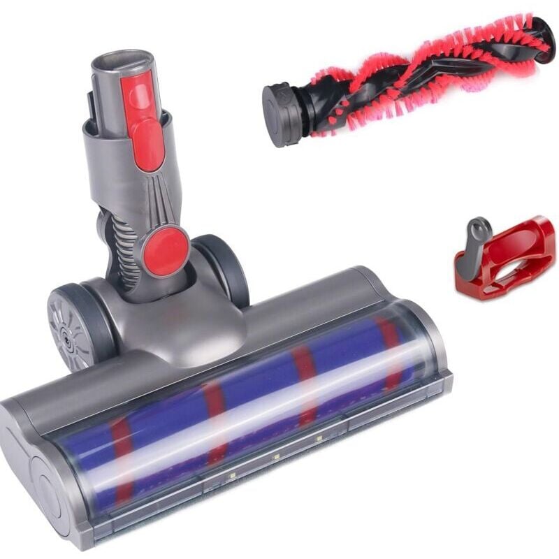 Bürste für Dyson V7 V8 V10 V11 V15 sv12 sv14 sv15, Dyson Bürstenkopf mit Turbo- und Softwalze, LED-Beleuchtung und Auslösesperre, Dyson Zubehör für