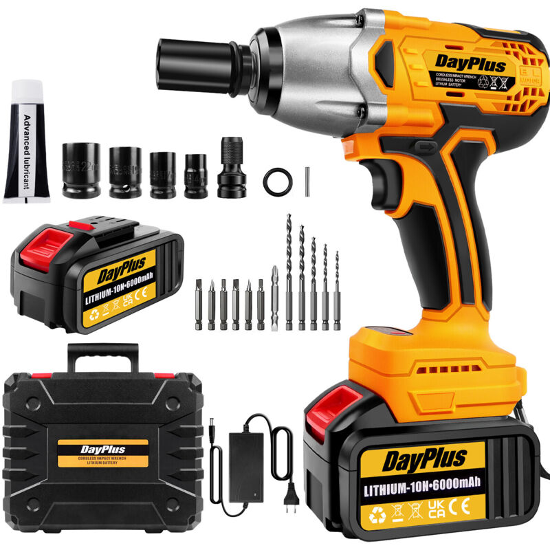 Dayplus - Bürstenloser Akku Schlagschrauber Akkuschrauber Schrauber Ratschen Batterie Set