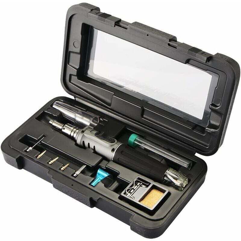 Butan-Lötkolben – 10-in-1-Gaslötkolben-Set mit automatischer Zündung, Profiqualität, XU, vielseitig einsetzbar für Schmuckreparaturen, Modellbau und