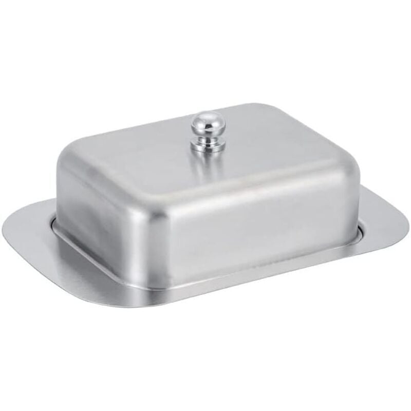 Butterdose aus Edelstahl – Dessertschale – Käse- und Brotdose mit Deckel – Fassungsvermögen: 250 g Butter – Für Zuhause oder Gastronomie – Silber –