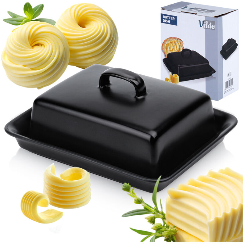 Ceramic butter dish black