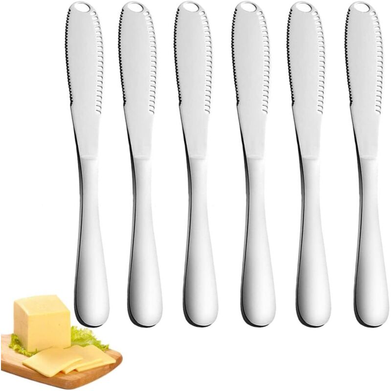 Buttermesser, 6-teiliges Butterstreicher-Set mit gezahnter Klinge, professionelles 3-in-1-Buttermesser zum Schneiden von Gemüse, Obst und Käse