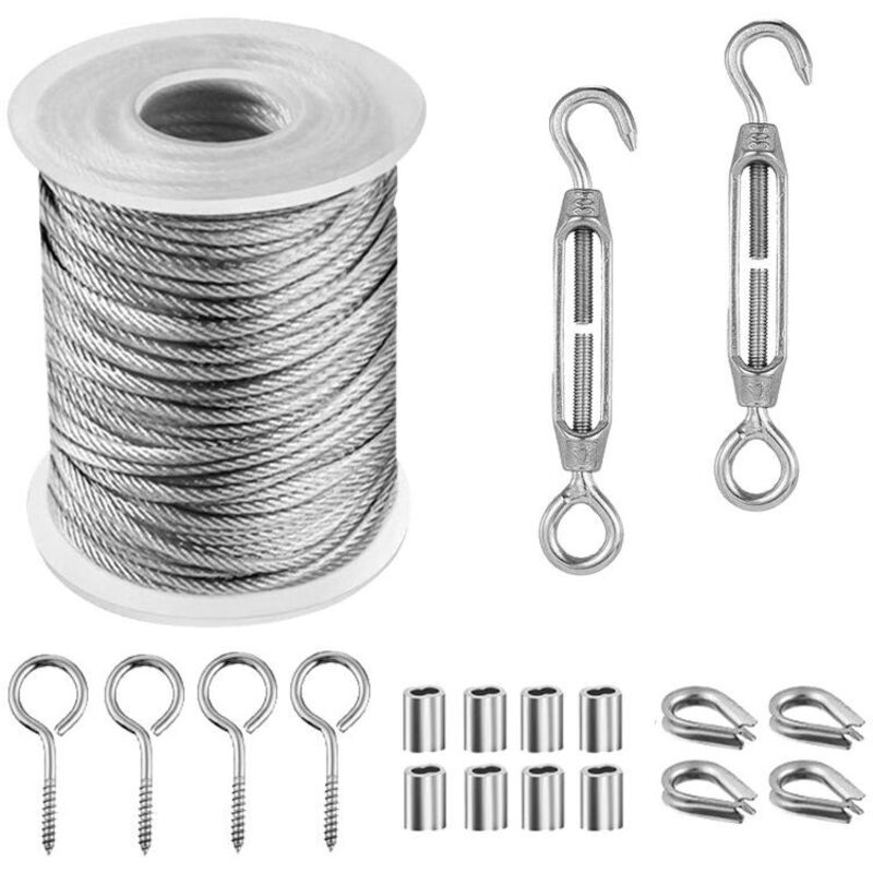 15 m Edelstahlkabel für Wäsche im Freien, Drahtseil zum Aufhängen