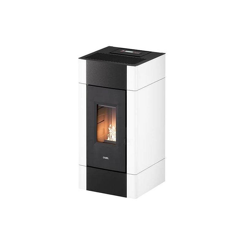 Pelletofen Cristal 9 Metall Weiß 8,5 kW Pellet Air Kamin Kaminofen belüftet - Cadel