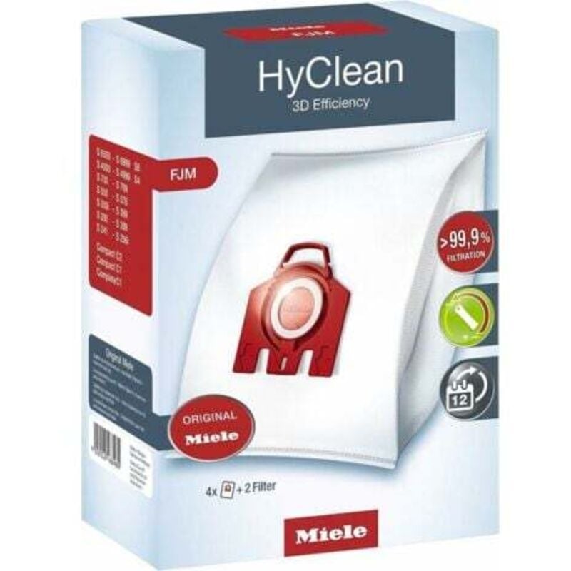 Miele 9917710 HyClean 3D Efficiency fjm Staubsaugerbeutel, passend für Miele Beutelstaubsauger. Diese Packung enthält 4 Beutel. - Aiperq
