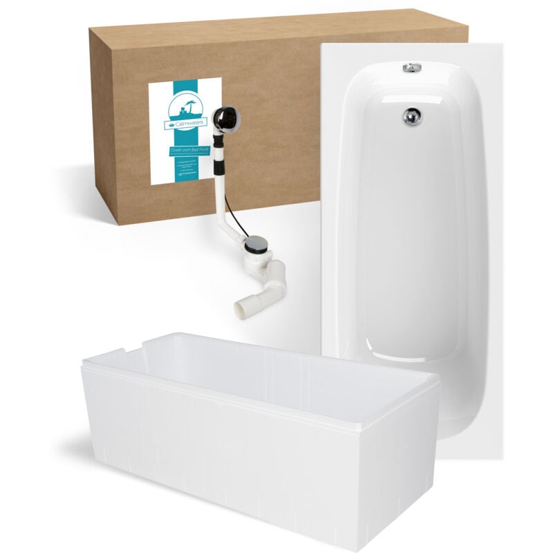 Calmwaters® Premium Badewanne Komplettset 170x75 cm Original, Made in EU, 3in1 Acryl-Badewanne mit Wannenträger & Ablaufgarnitur,