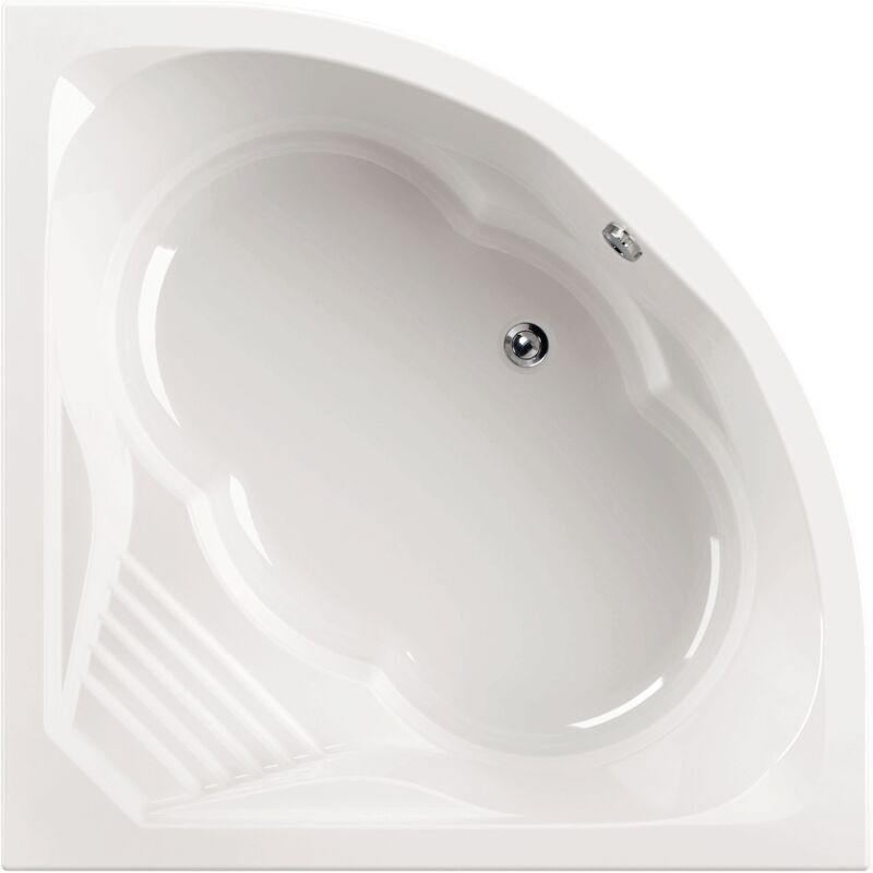 Calmwaters® Eckbadewanne 150x150 cm mit Sitz, Acrylwanne Curved Wellness, Duo-Badewanne für zwei Personen, Sitzbadewanne, Maße 150 x 150 cm,