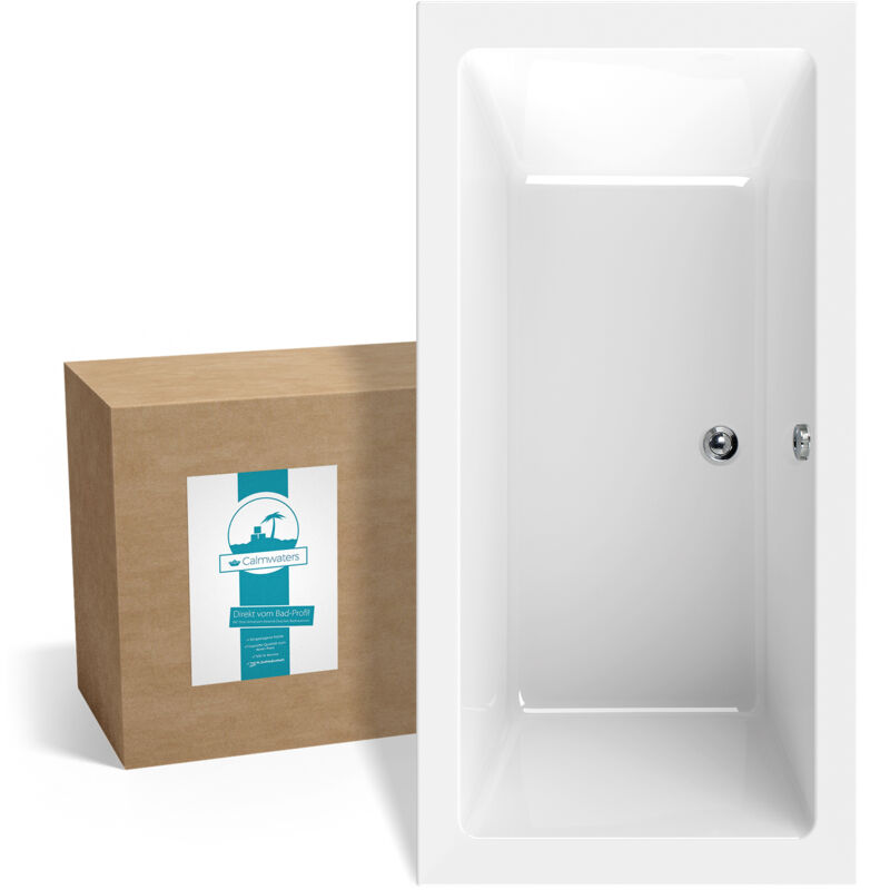 Calmwaters® Rechteck-Badewanne 200x90 cm, Acrylwanne Modern Square 2, Duo-Badewanne für zwei Personen, ergonomische Körperformbadewanne, Maße 200 x