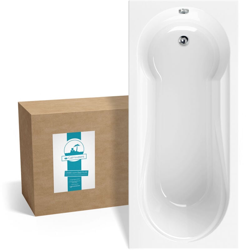 Calmwaters® Rechteck-Badewanne mit Dusche 180x80 cm, Acrylwanne Modern Small 2 mit Duschzone, Badewanne mit Dusche, Körperformbadewanne, Maße: 180 x