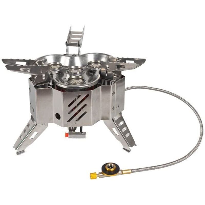 Camping-Gaskocher, 15800 W, 4 Brenner, faltbar, tragbar, Campingkocher mit Piezozündung, für Kochen im Freien, Grillen, Picknick, Wandern, Trekking