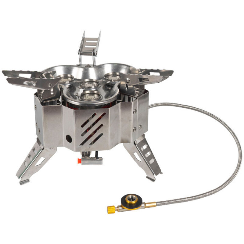 Camping-Gaskocher, 4 Brenner, 15800 W, tragbarer, zusammenklappbarer Campingkocher mit Piezozündung, verwendet zum Kochen im Freien, Grillen,