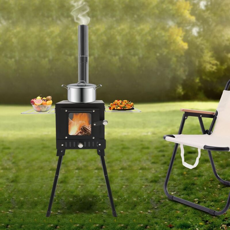 Camping-Holzkocher, kleiner Zeltkocher, kleiner Holzkocher, Campingkocher, tragbarer Holzkocher für Camping, Outdoor-Zeltkocher, Campingkocher mit