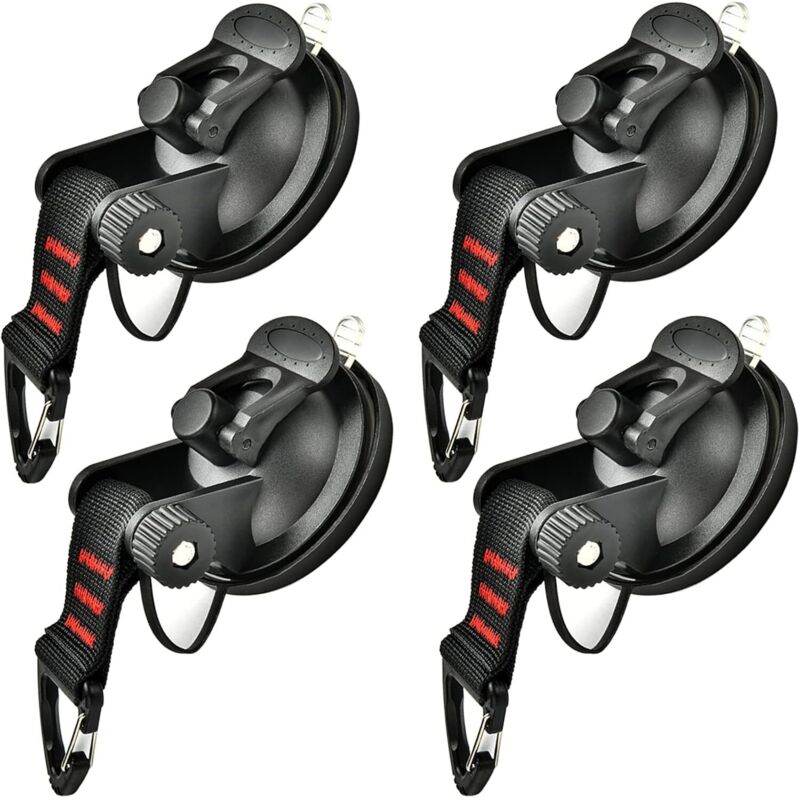 Camping-Set mit Saugnapf – 4 superstarke Saugnapfhaken, multifunktionale Saugnäpfe, geeignet für Camping, Autos, Markisen, Wohnmobile, Häuser,