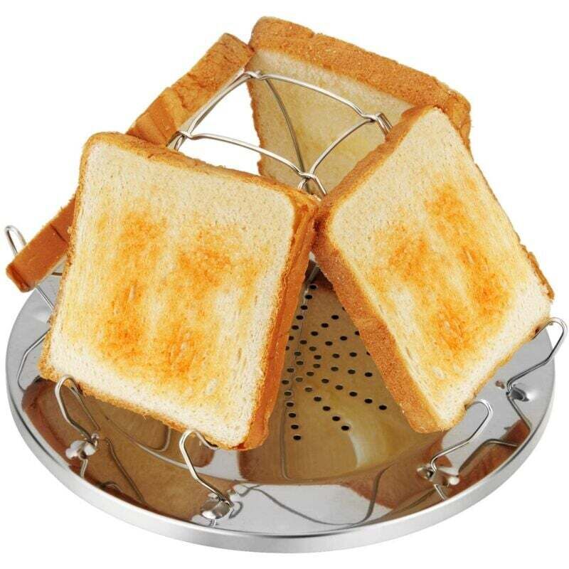 Camping-Toaster für Gaskocher, 4-Scheiben-Klapptoaster, Campingzubehör Mini-Toaster für Gaskocher, Outdoor-Einsatz, Picknicks, Reisen, Wohnmobile