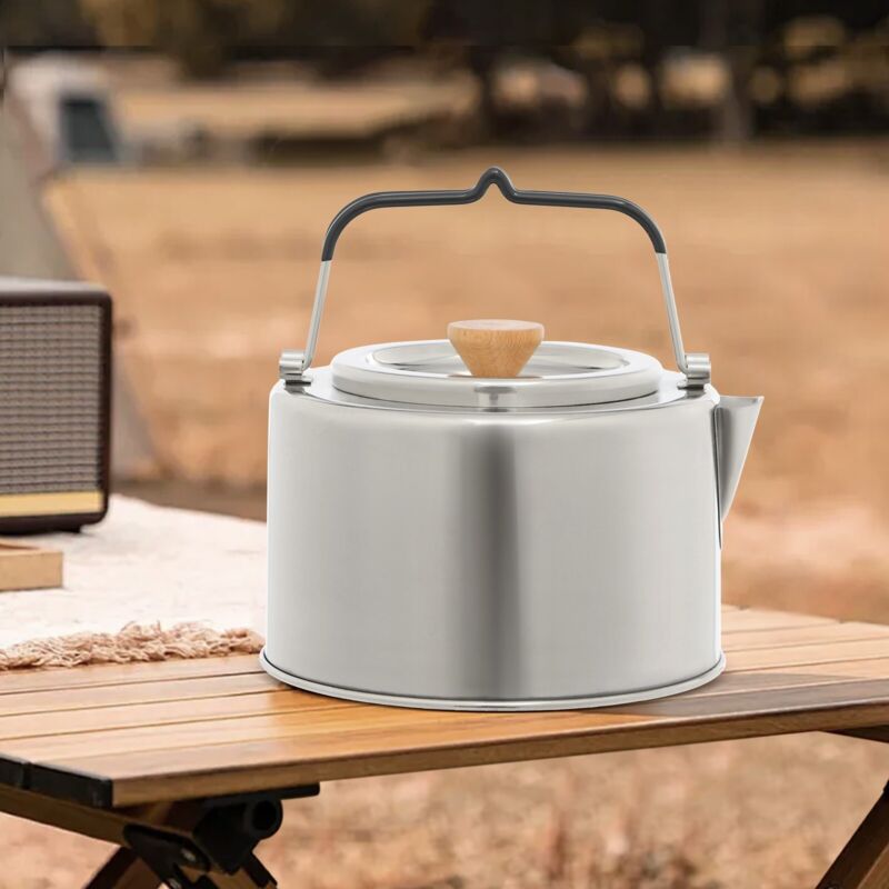 Camping-Wasserkocher, Edelstahl-Wasserkocher, tragbare Kaffee-Tee-Kanne Elektrischer Wasserkocher mit Teesieb Kein Kunststoff in Kontakt mit Wasser