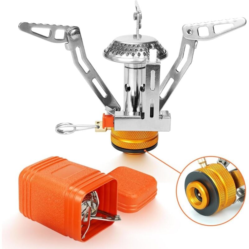 Campingkocher, 3000W Camping-Gaskocher, Faltbarer Winddichter Campingbrenner mit Piezozündung für Wandern, Camping, Angeln und Picknick