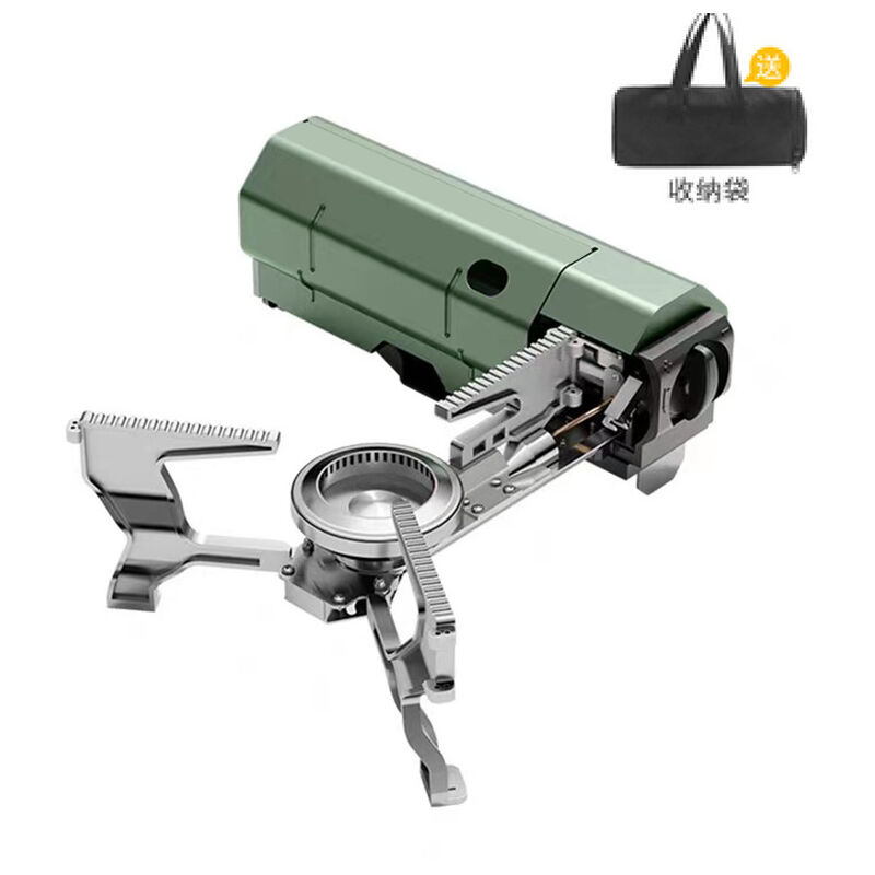 Campingkocher, Faltbarer Camping-Gaskocher, Tragbarer Outdoor-Gaskocher mit Piezozündung, mit Faltbarer Aluminium-Windschutzscheibe, Verwendet für