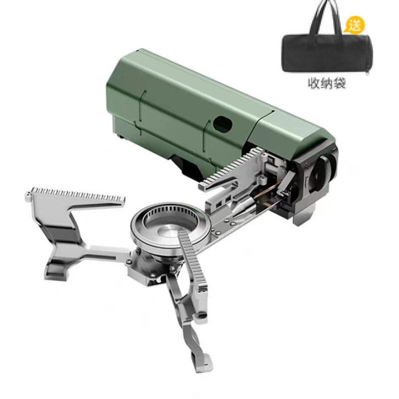 Campingkocher, Faltbarer Camping-Gaskocher, Tragbarer Outdoor-Gaskocher mit Piezozündung, mit faltbarer Windschutzscheibe aus Aluminium, Wird für