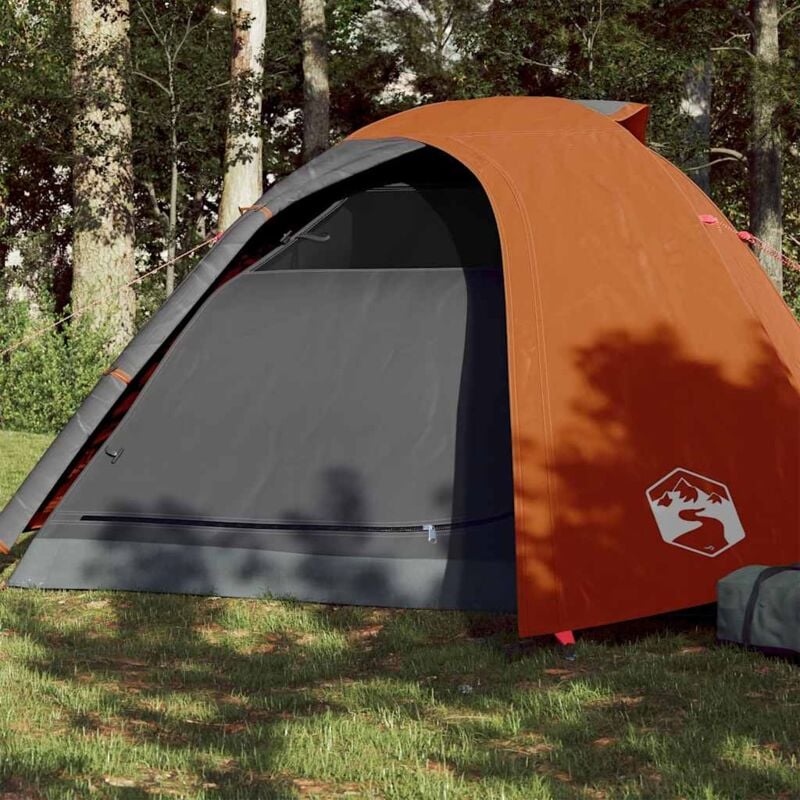 Campingzelt 4 Personen Grau & Orange 267x272x145 cm 185T Taft vidaXL313406