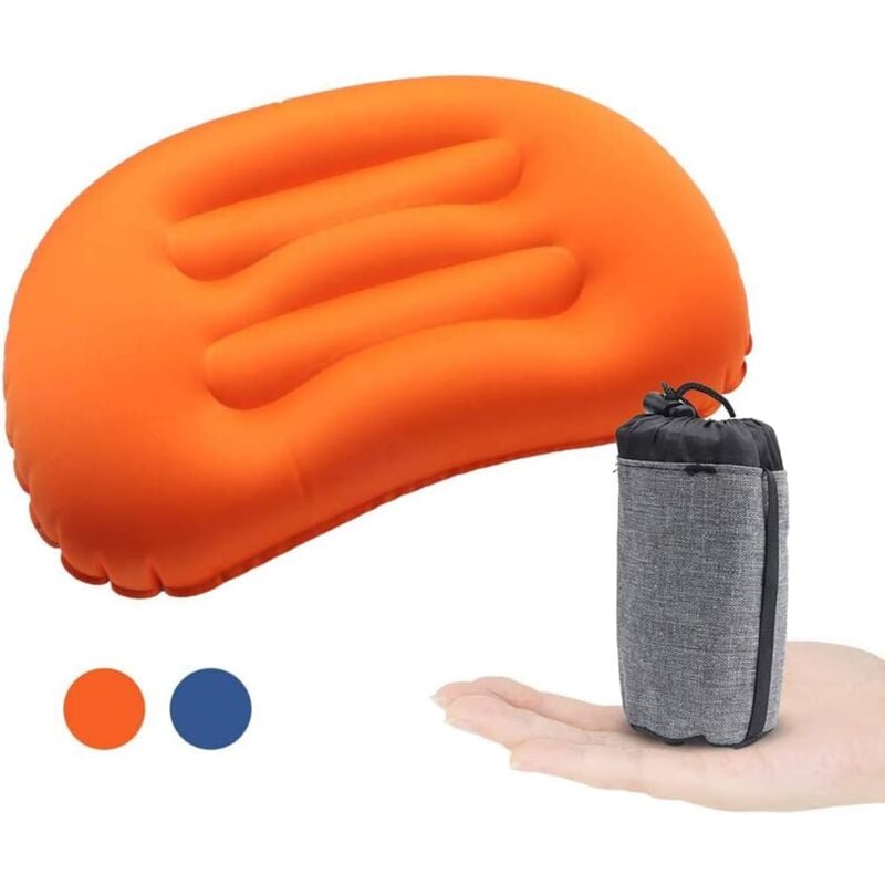 Campingzubehör – leichtes multifunktionales aufblasbares Kissen – tragbares Kissen für Outdoor-Reisen und Camping (Orange)