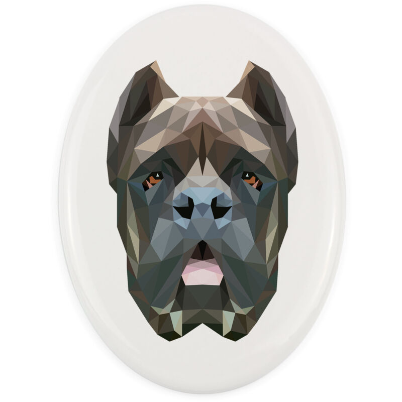 Cane Corso Italiano - ein Teller mit Foto und geometrischer Aufschrift von Art-Dog