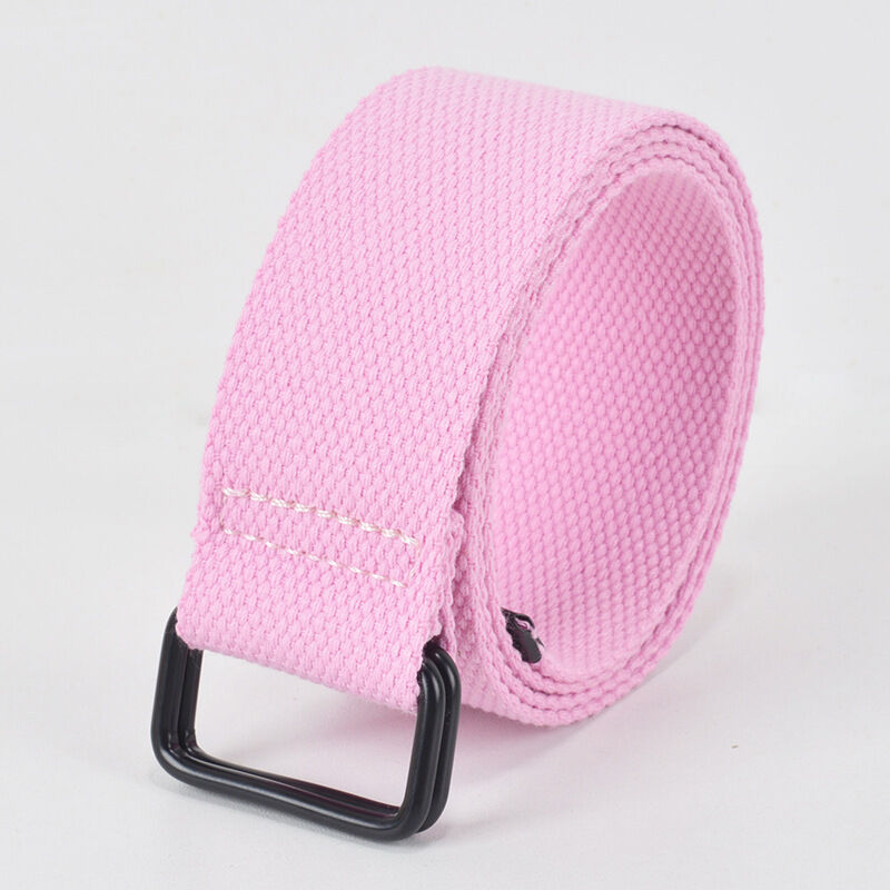 Canvas-Gürtel – 3,8 cm x 130 cm – Lässiger Gürtel mit Doppel-D-Ring – Für Damen und Herren geeignet – Rosa