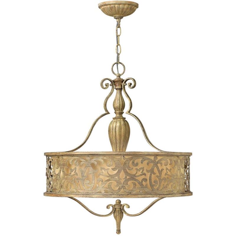 Elstead Carabel - 3 leichte runde Decke Anhänger Kronleuchter gebürstet Champagner, E27