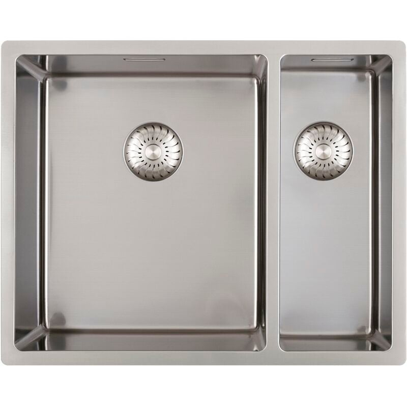 Solido 3D-Spüle CAPP3415R10 Edelstahl Doppel Spülbecken 550x440mm - Spüle mit Integral Siebkorbüberlaufventil